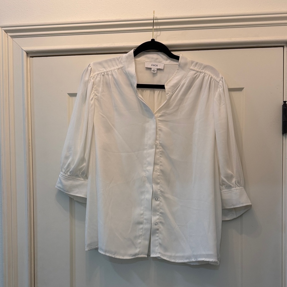 Cece White Blouse With Button-Down Front - image 1